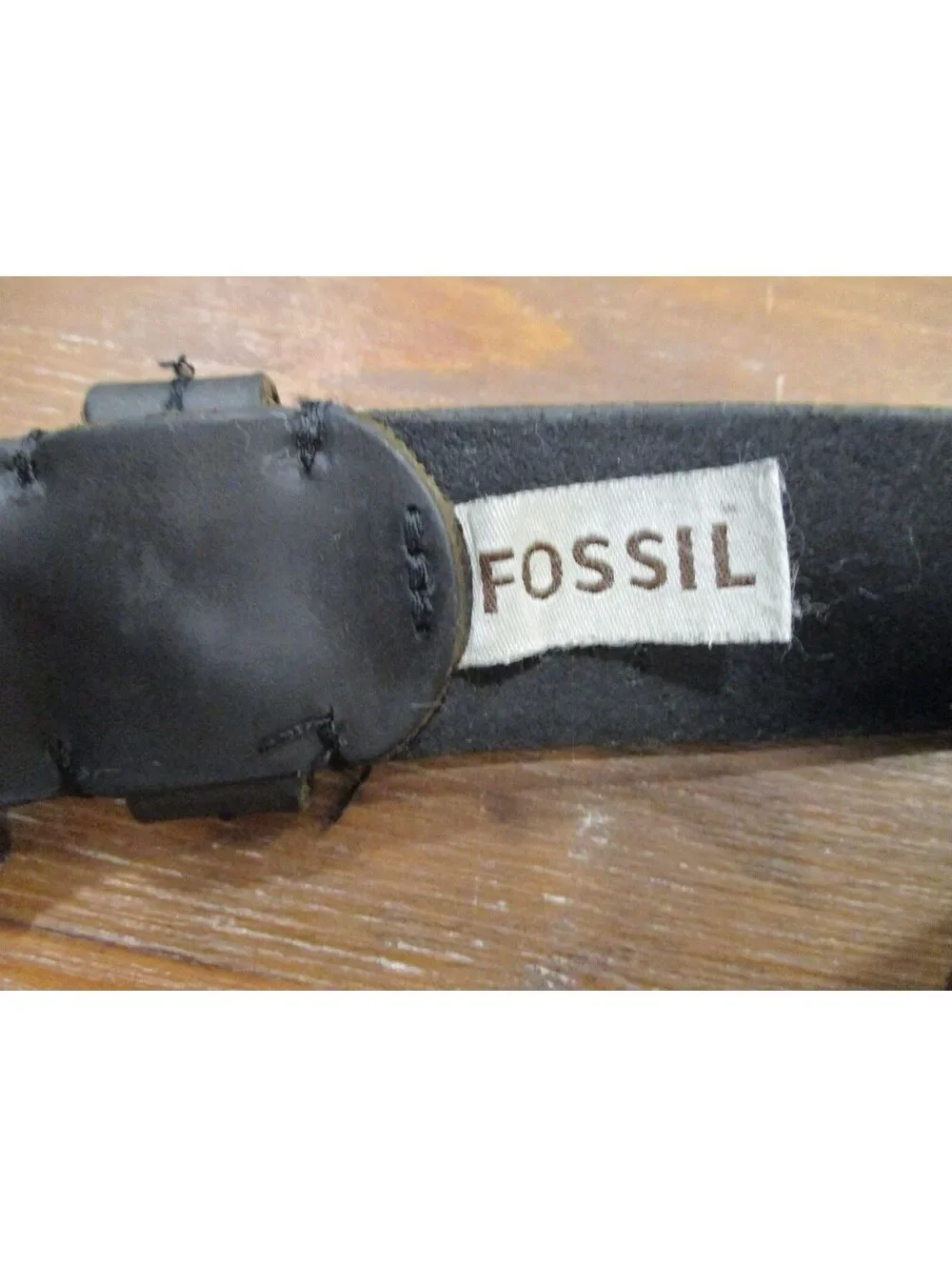 Fossil Mens Black Genuine Leather Belt Size 34 Metal Buckle Classic Dress